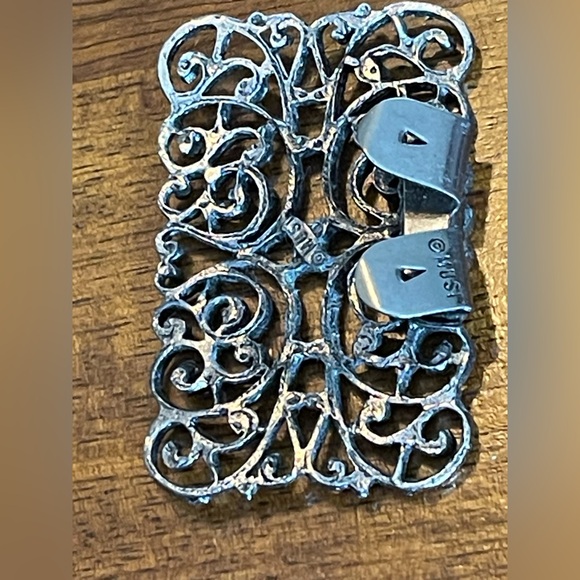 Vintage Musi Victorian Revival Silver Tone Shoe Clips w/Intricate Design - Picture 7 of 10